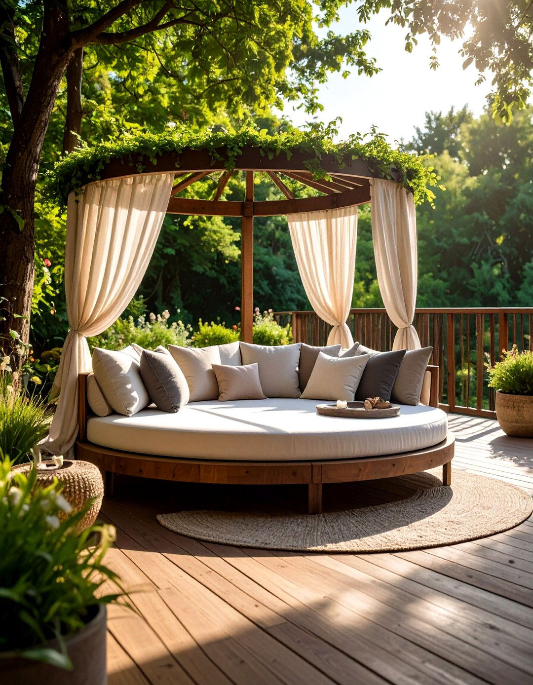 Outdoor Daybed Corner Deck Seating - 20 Deck Seating Ideas