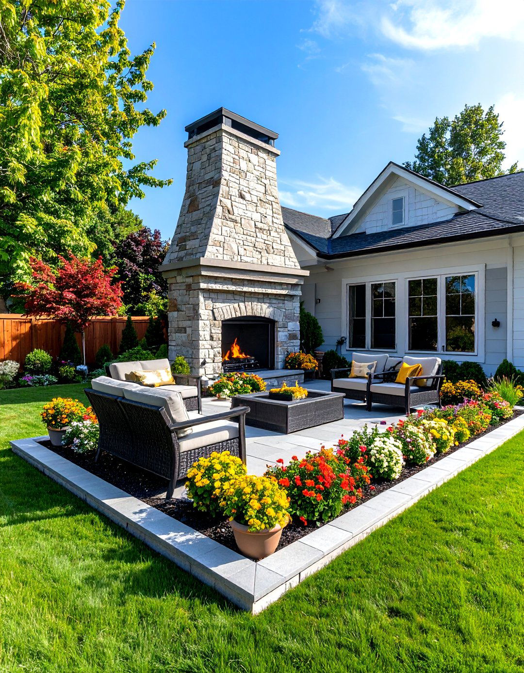 Outdoor Fireplace Corner Installation Maximizing Space - 20 Outdoor Fireplace Ideas