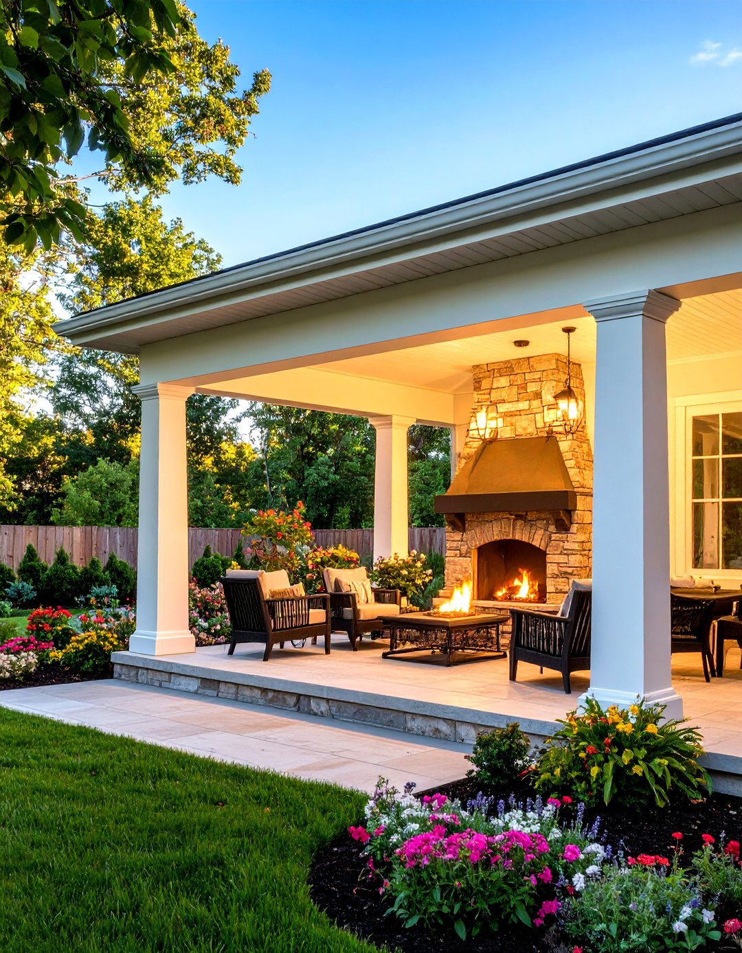 Outdoor Fireplace Covered Patio Integration - 20 Outdoor Fireplace Ideas