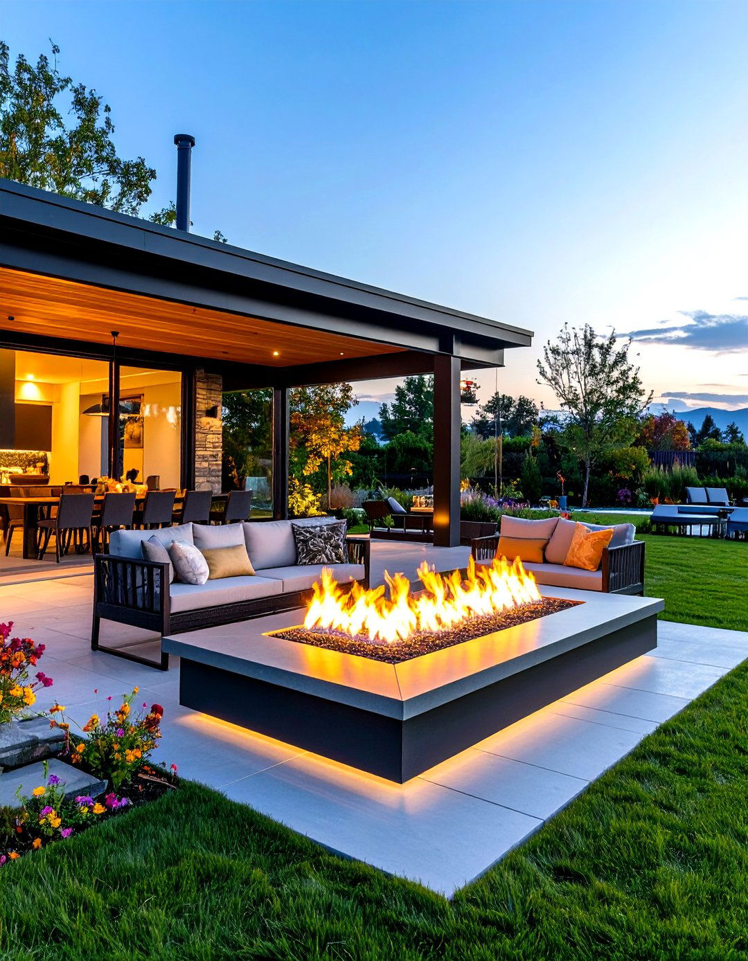 Outdoor Fireplace Double Sided See Through Installation - 20 Outdoor Fireplace Ideas