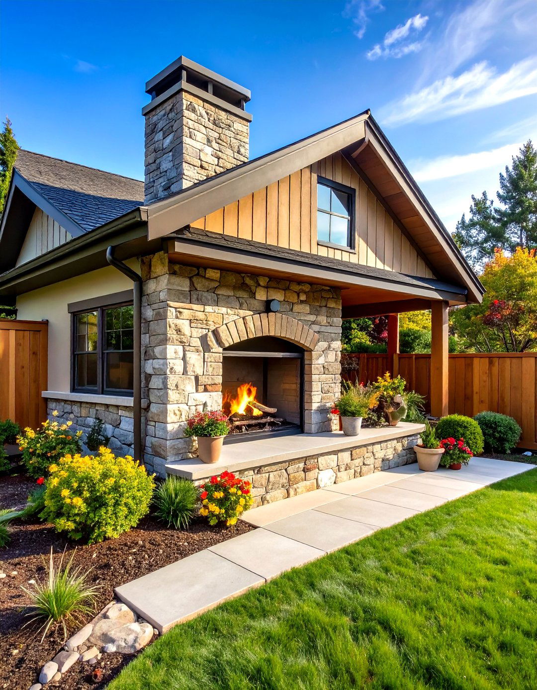 Outdoor Fireplace Hearth Wall - 20 Hardscape Ideas