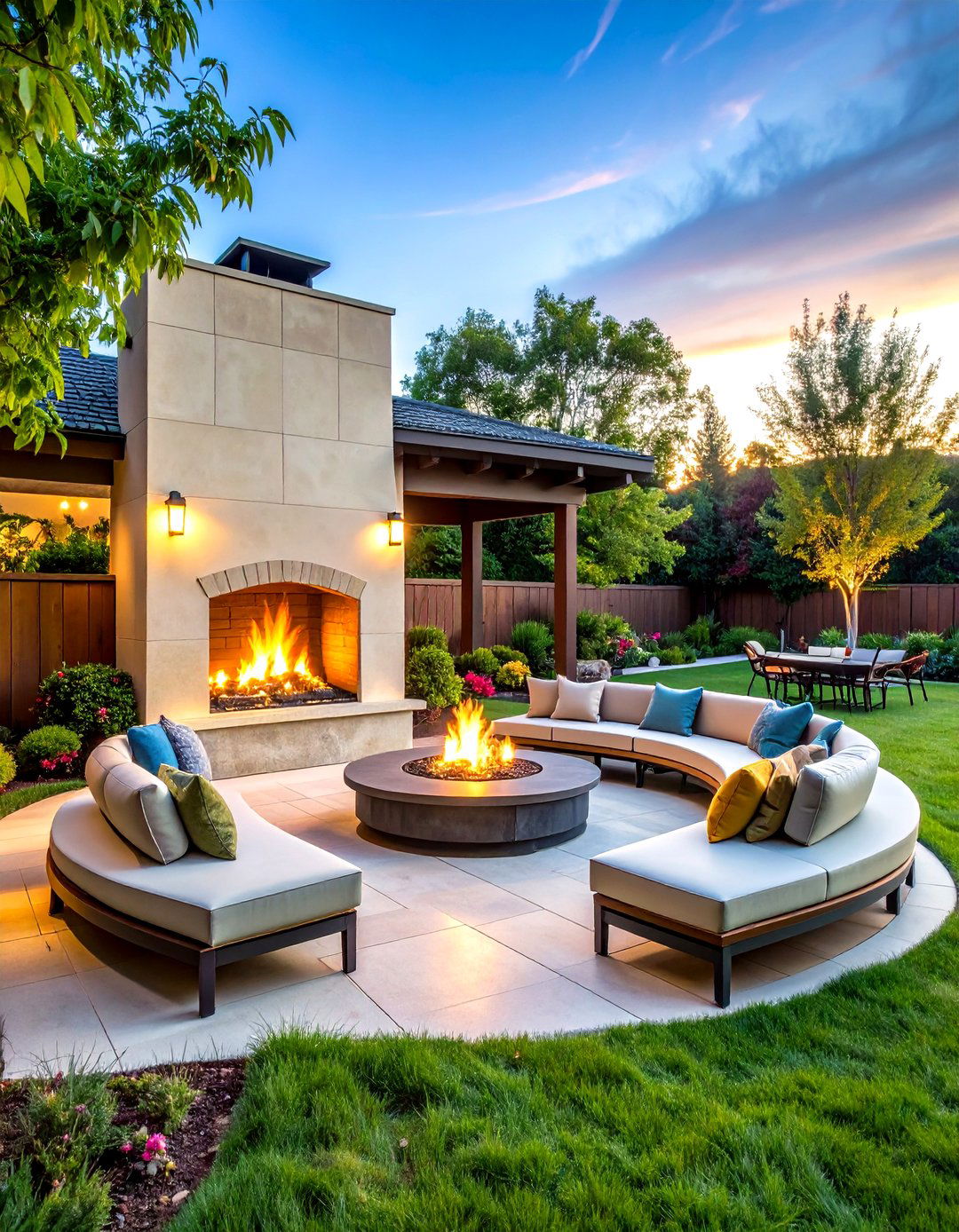 Outdoor Fireplace Integrated Seating Design - 20 Outdoor Fireplace Ideas
