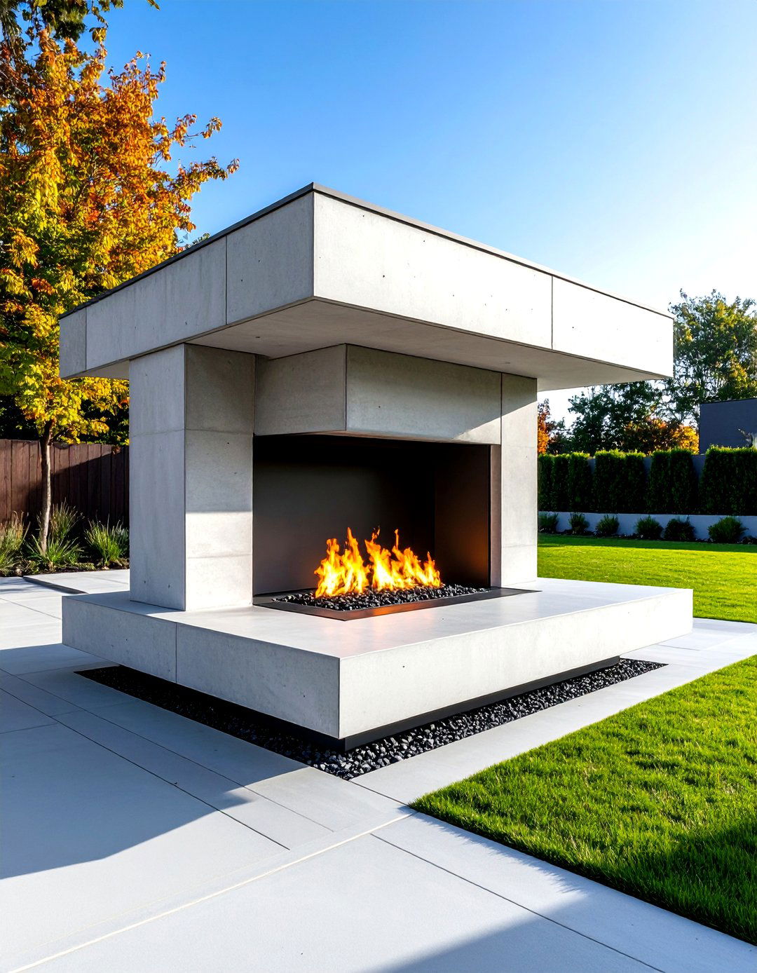 Outdoor Fireplace Modern Concrete Minimalist Design - 20 Outdoor Fireplace Ideas