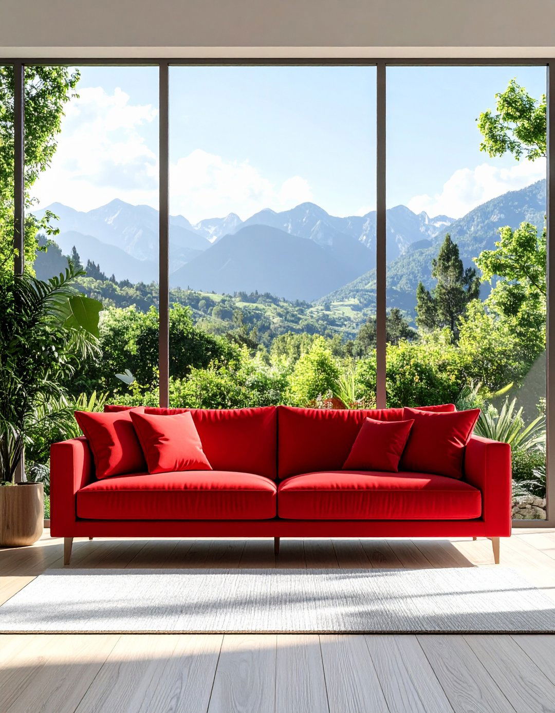 Outdoor Inspired Red Couch Living Room Connection - 20 Red Couch Living Room Ideas