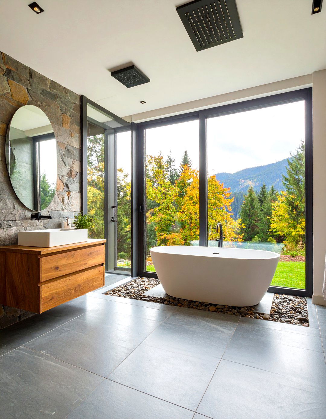 Outdoor Inspired Stone Masculine Bathroom - 20 Masculine Bathroom Ideas