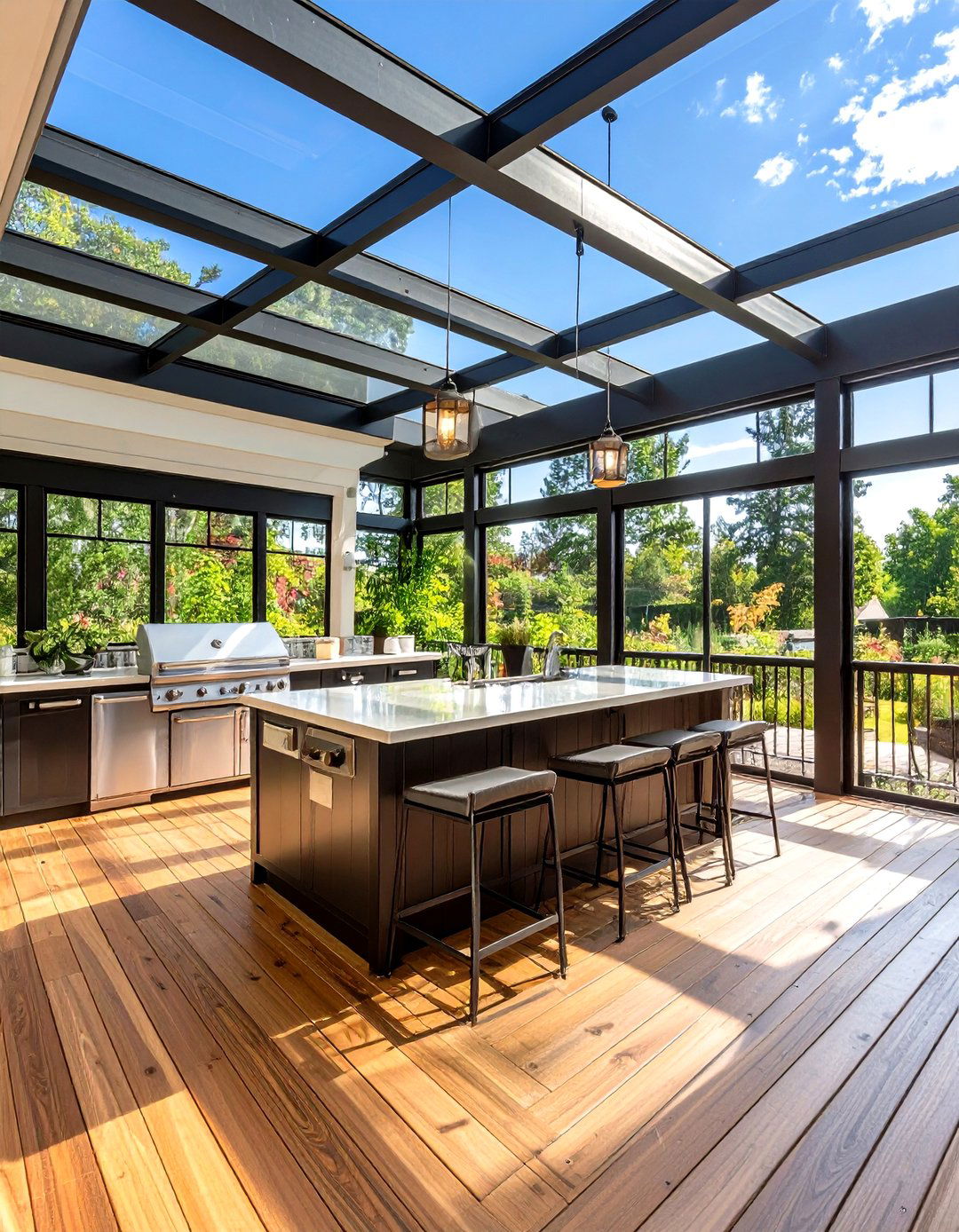 Outdoor Kitchen and Bar - 20 Screened-in Deck Ideas