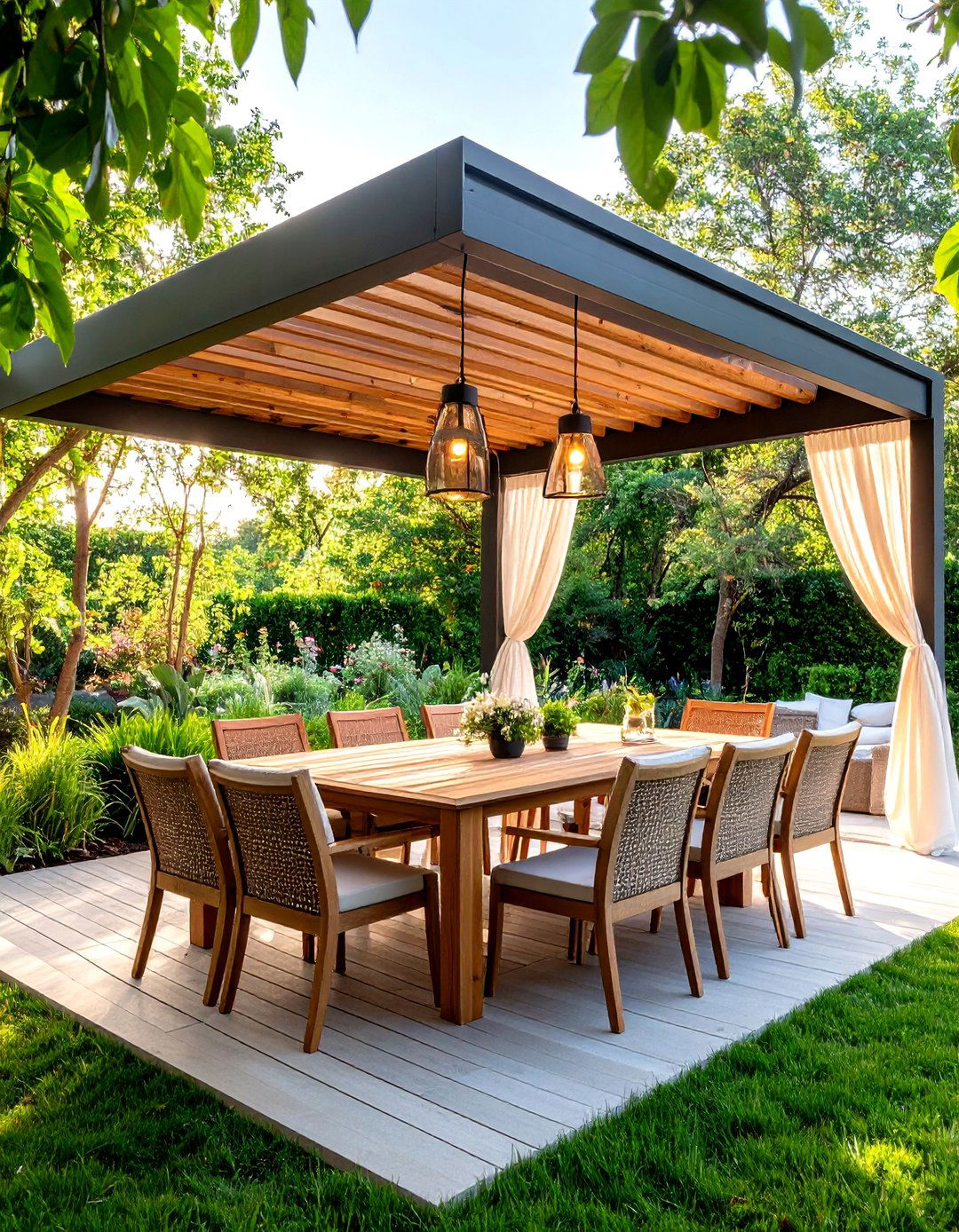 Outdoor Living Space Pergola Dining Area - 20 Outdoor Living Space Ideas