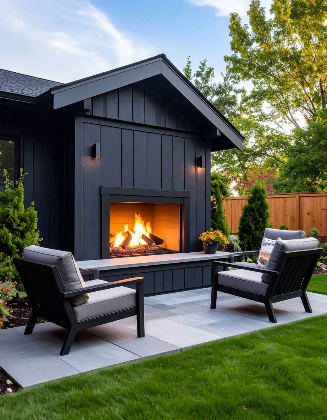 Outdoor Living Upgrade with a Black Shiplap Fireplace - 20 Black Shiplap Fireplace Ideas