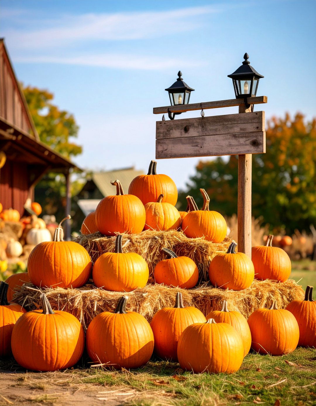 Outdoor Pumpkin Display - 20 Thanksgiving Decor Ideas