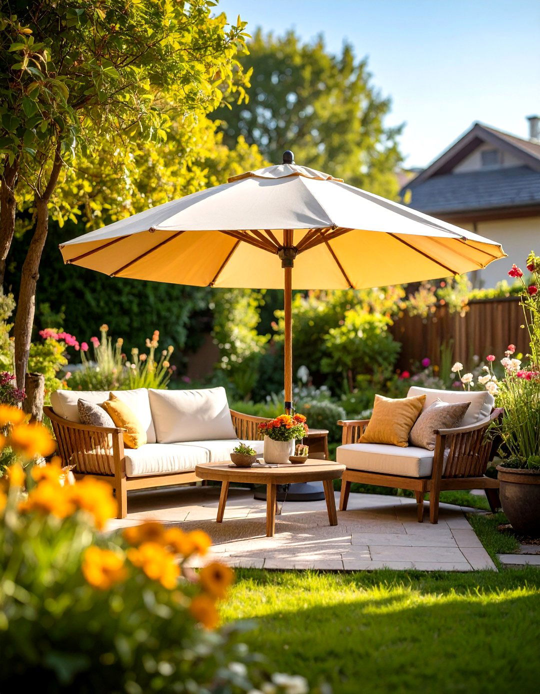 Outdoor Reading Nook Under Patio Umbrella - 20 Outdoor Reading Nook Ideas