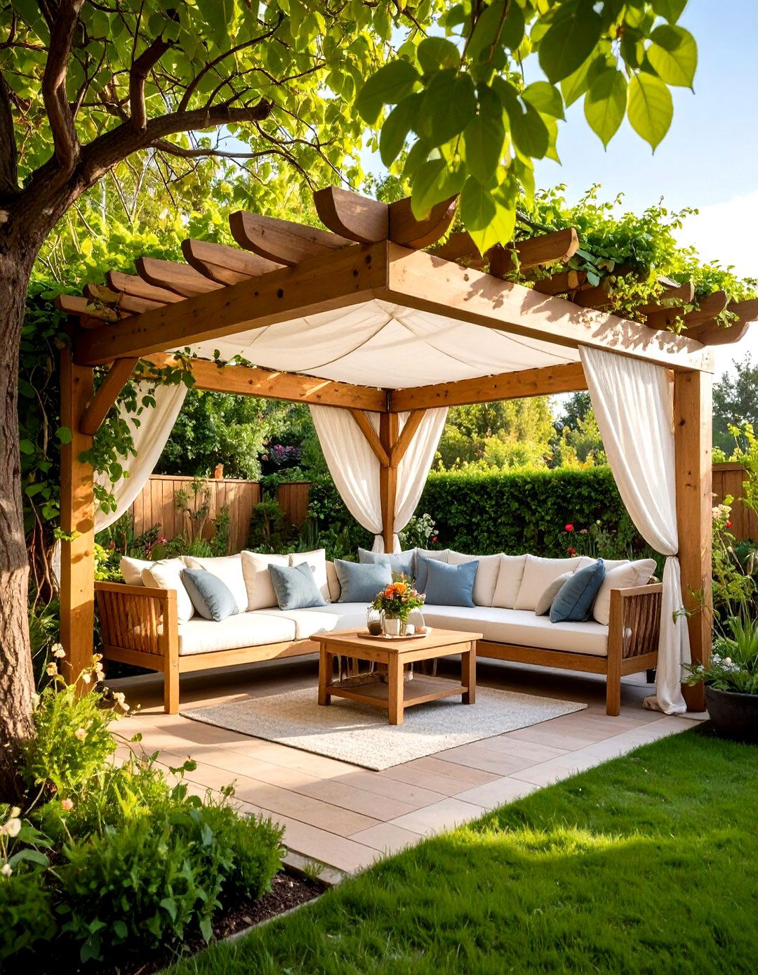 Outdoor Reading Nook Under Pergola Canopy - 20 Outdoor Reading Nook Ideas