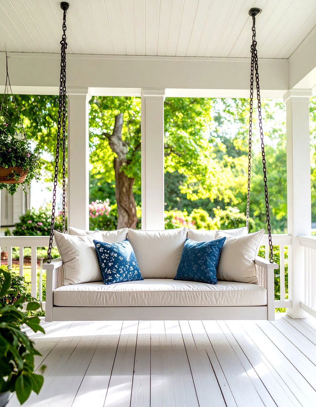 Outdoor Reading Nook with Classic Porch Swing - 20 Outdoor Reading Nook Ideas