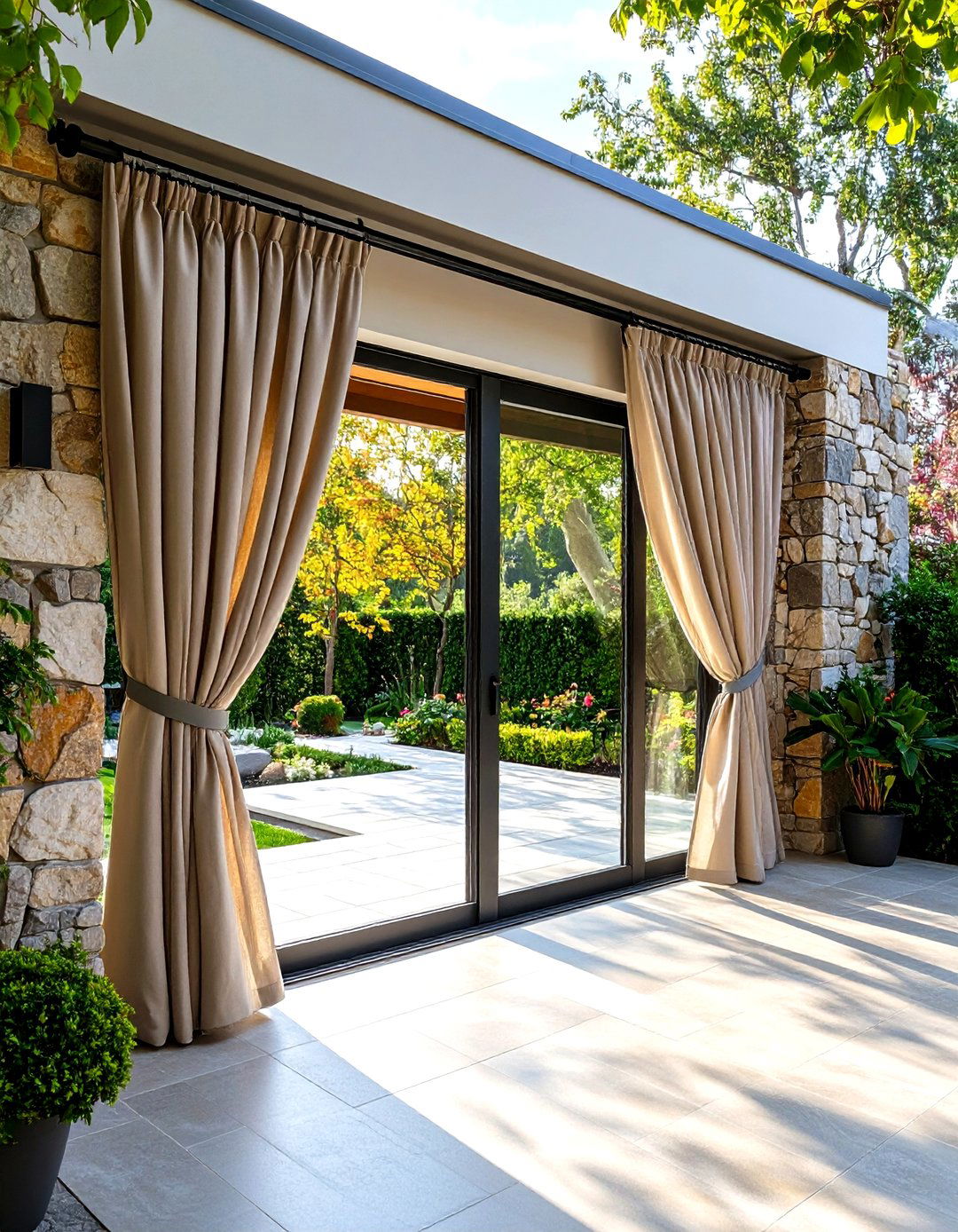 Outdoor Ready Waterproof Curtains - 20 Sliding Door Curtain Ideas