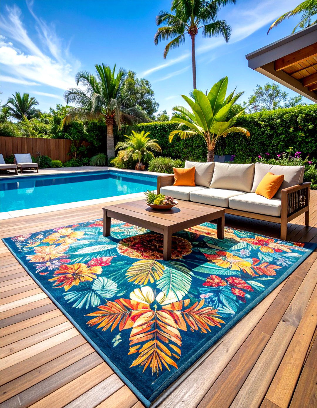 Outdoor Rugs by the Pool - 20 Pool Decor Ideas
