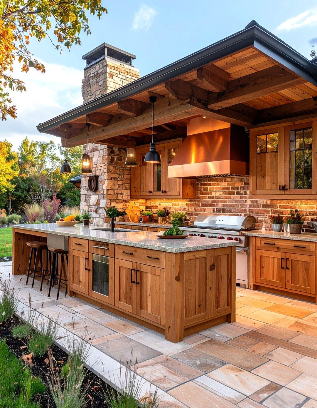 Outdoor Rustic Kitchen with Natural Weather Resistant Materials - 20 Rustic Kitchen Ideas