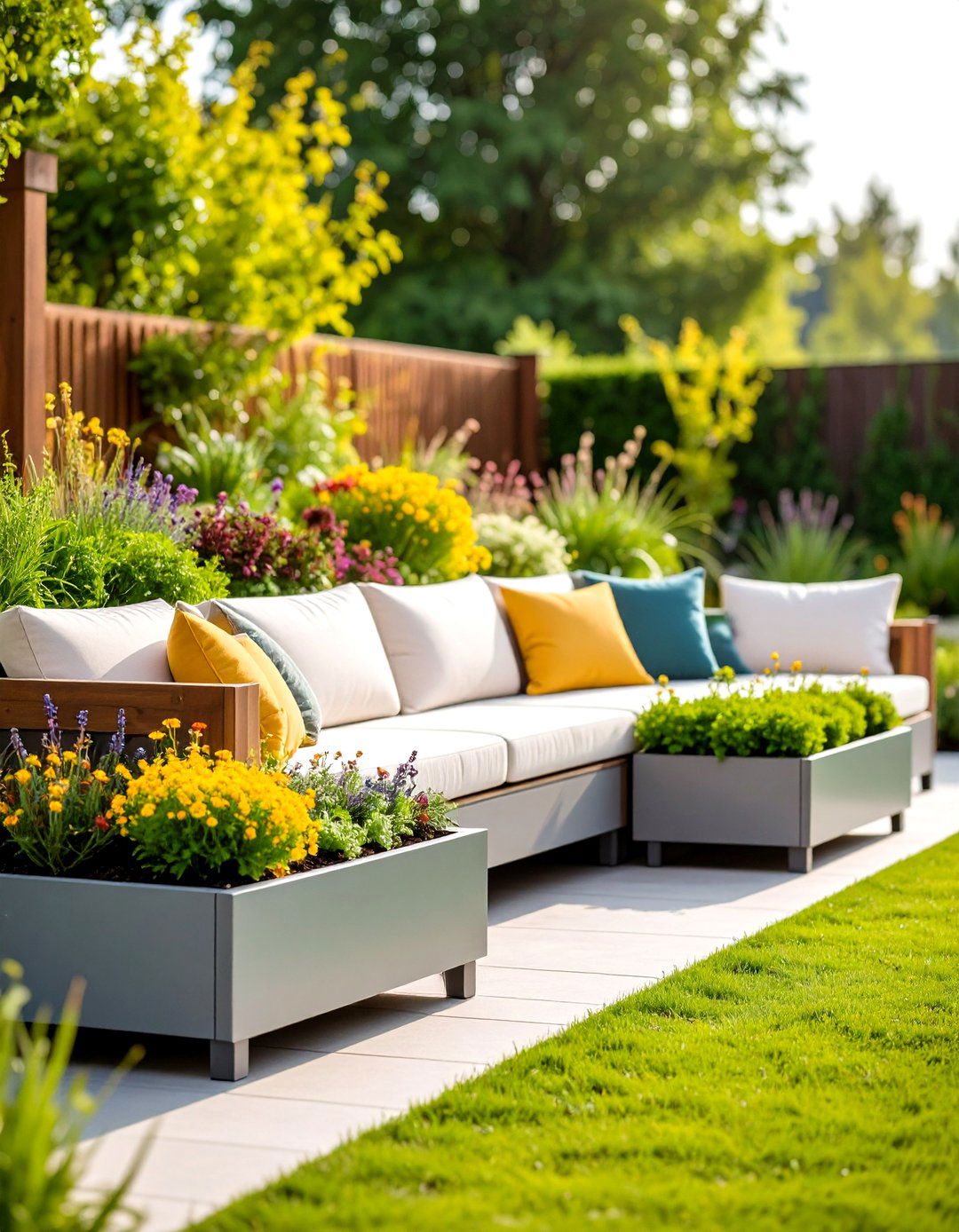 Outdoor Seating with Integrated Planters - 20 Outdoor Seating Ideas