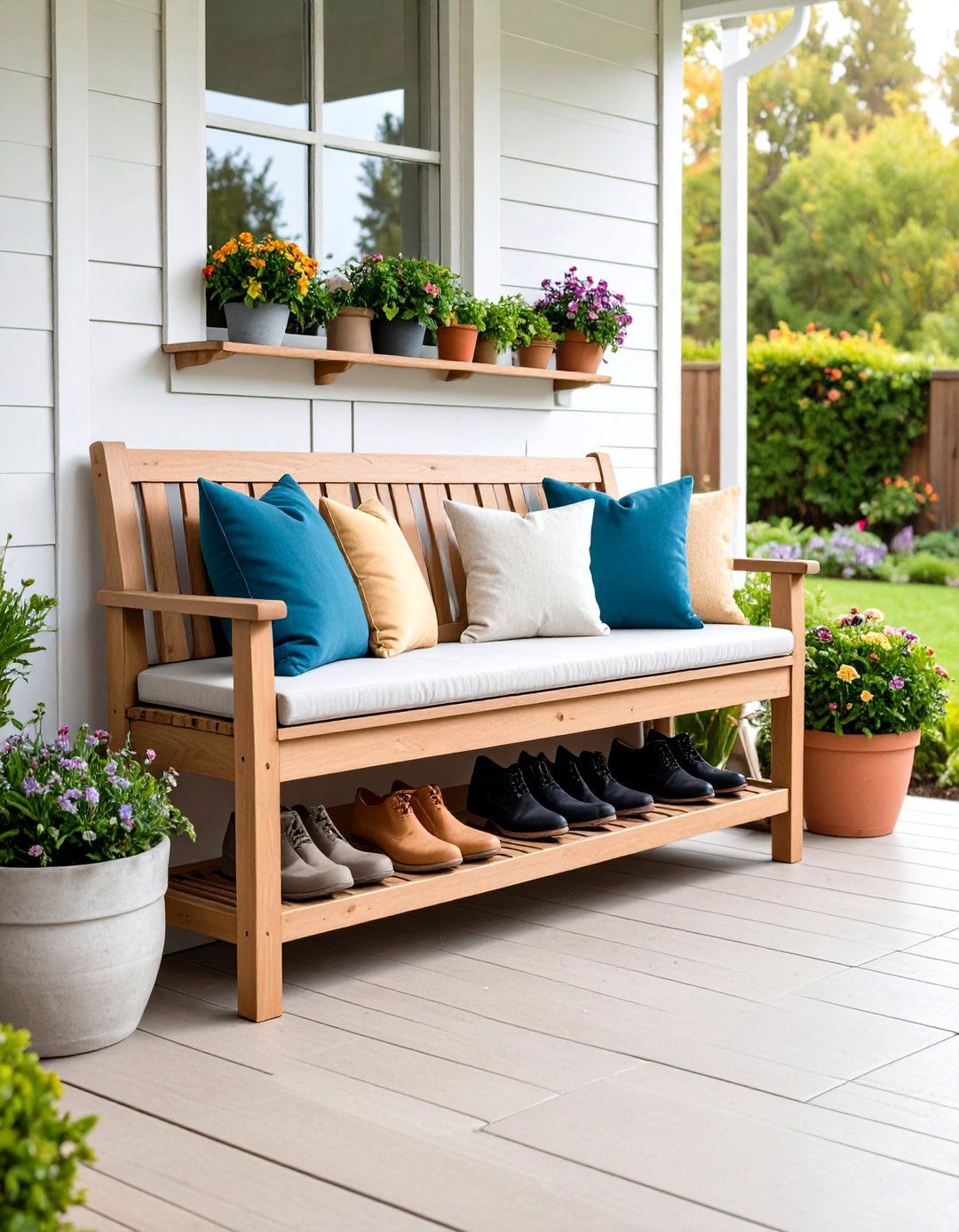 Outdoor Storage Benches with Shoe Compartments - 20 Outdoor Shoe Storage Ideas