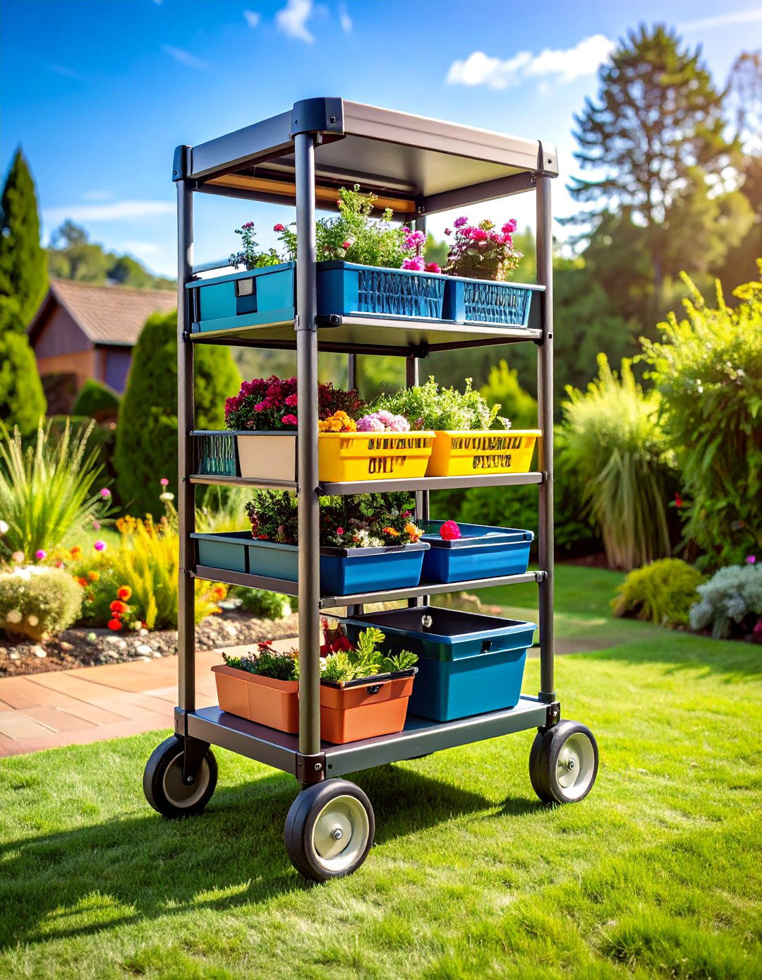 Outdoor Storage Mobile Rolling Carts for Flexibility - 20 Outdoor Storage Ideas
