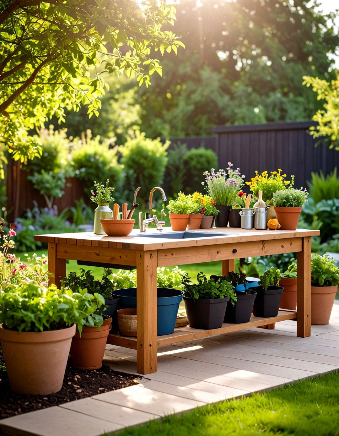 Outdoor Storage Potting Benches with Integrated Organization - 20 Outdoor Storage Ideas