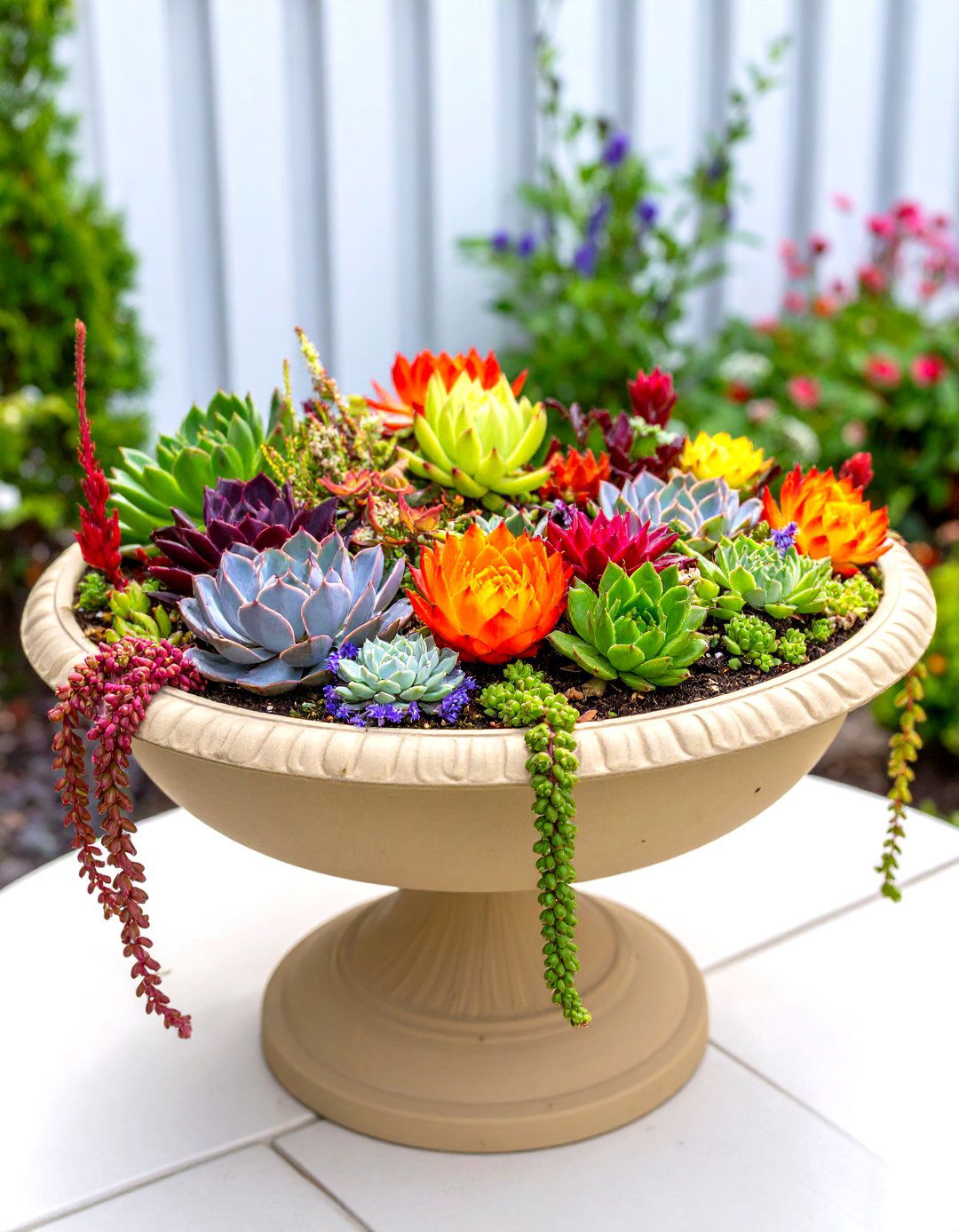 Outdoor Succulent Container Birdbath Garden - 20 Outdoor Succulent Container Ideas