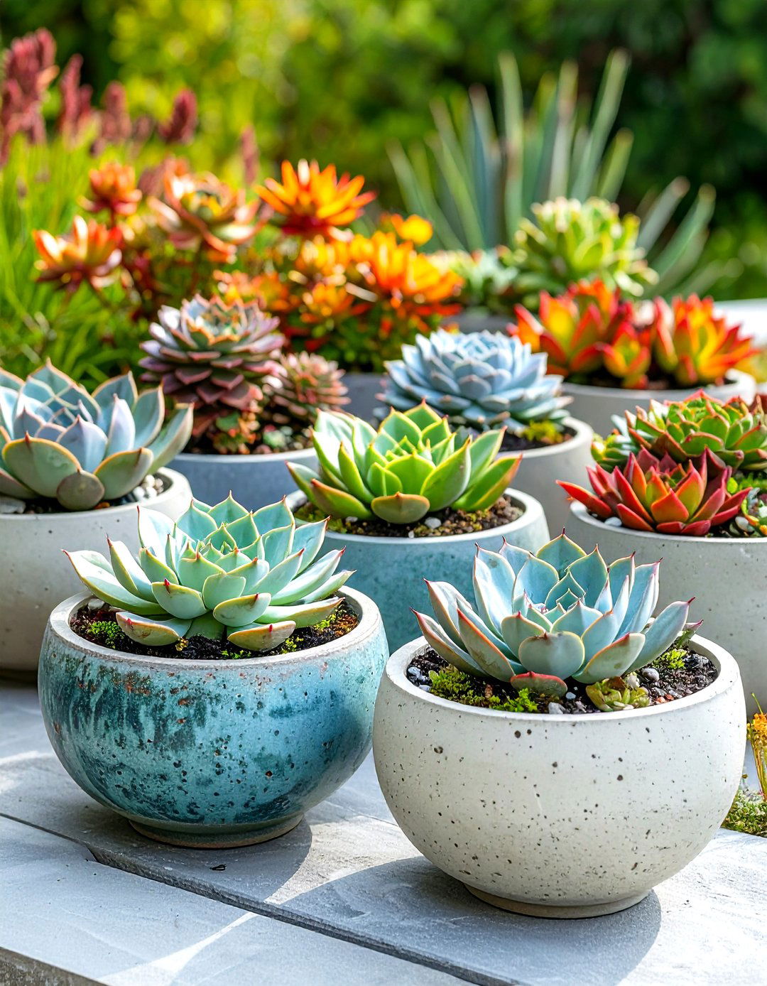 Outdoor Succulent Container Concrete Moderne Bowl - 20 Outdoor Succulent Container Ideas