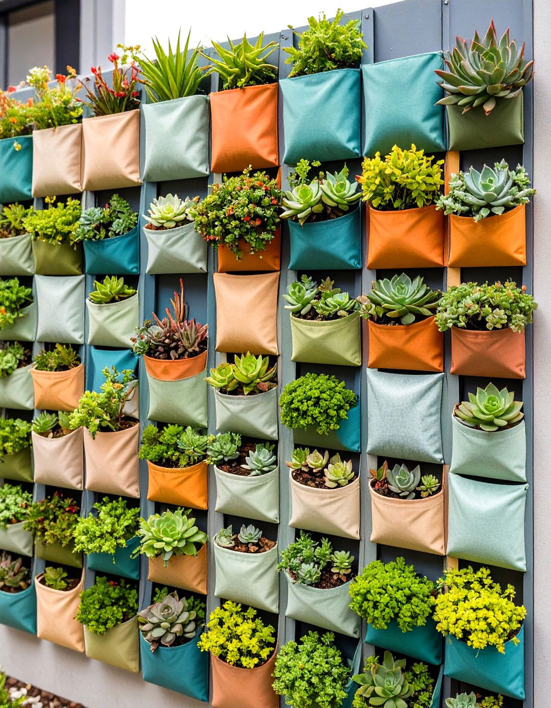Outdoor Succulent Container Mounted Wall Pocket System - 20 Outdoor Succulent Container Ideas