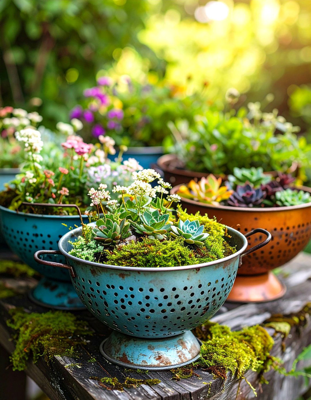 Outdoor Succulent Container Repurposed Colander Creation - 20 Outdoor Succulent Container Ideas