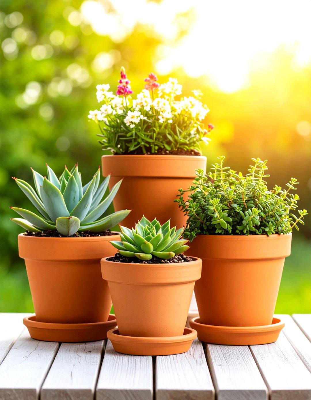 Outdoor Succulent Container Terra Cotta Trio - 20 Outdoor Succulent Container Ideas