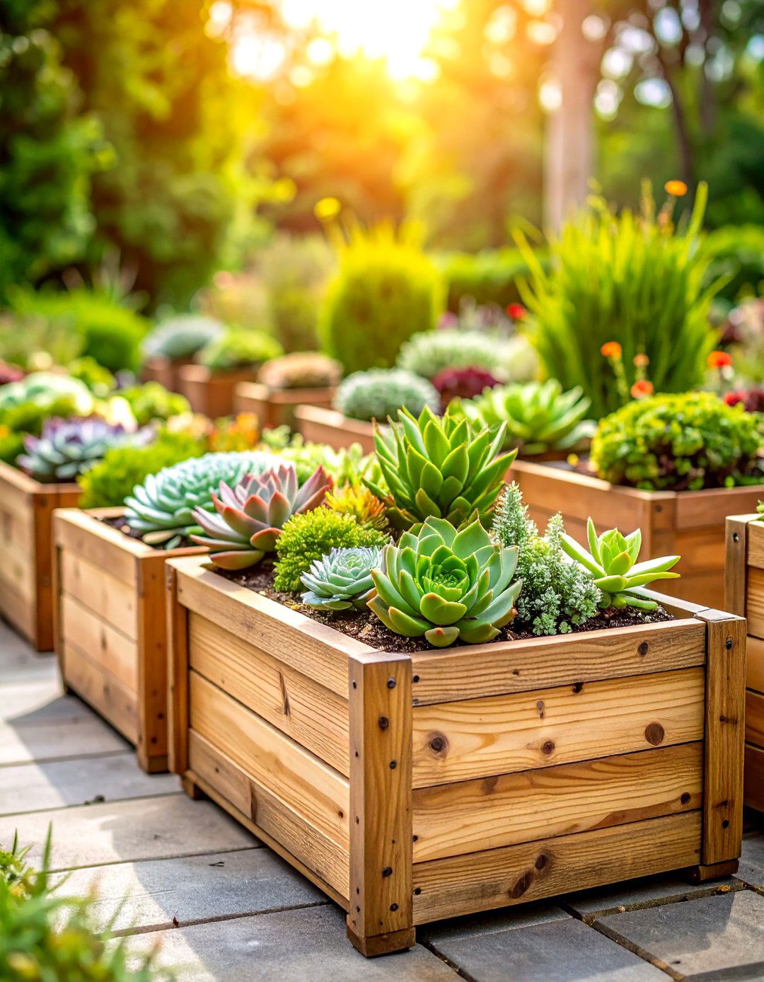 Outdoor Succulent Container Wooden Box Planter - 20 Outdoor Succulent Container Ideas