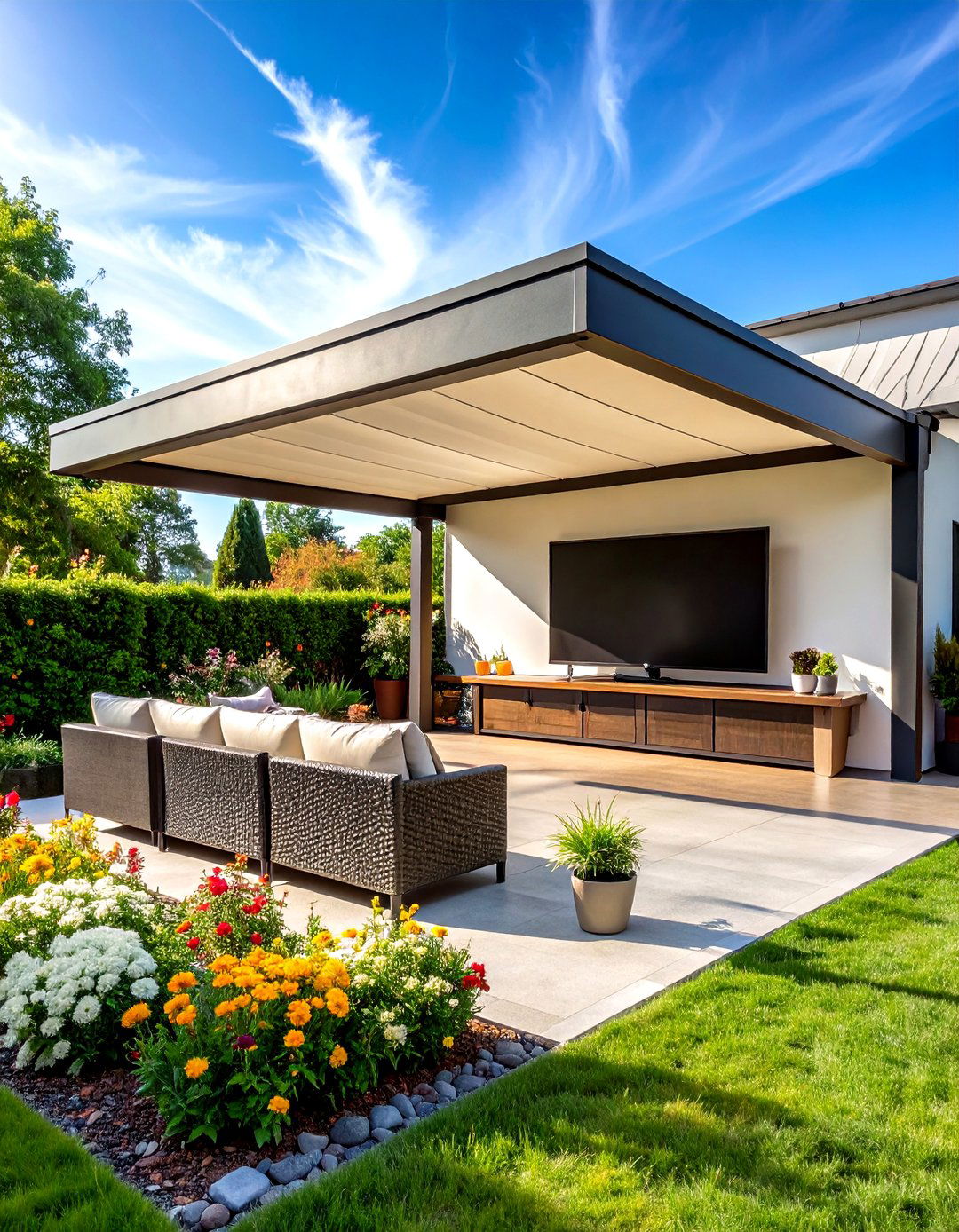 Outdoor TV Awning Shade Theater - 20 Outdoor Tv Ideas