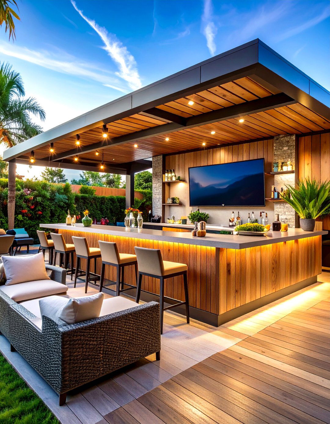 Outdoor TV Bar Entertainment Hub - 20 Outdoor Tv Ideas
