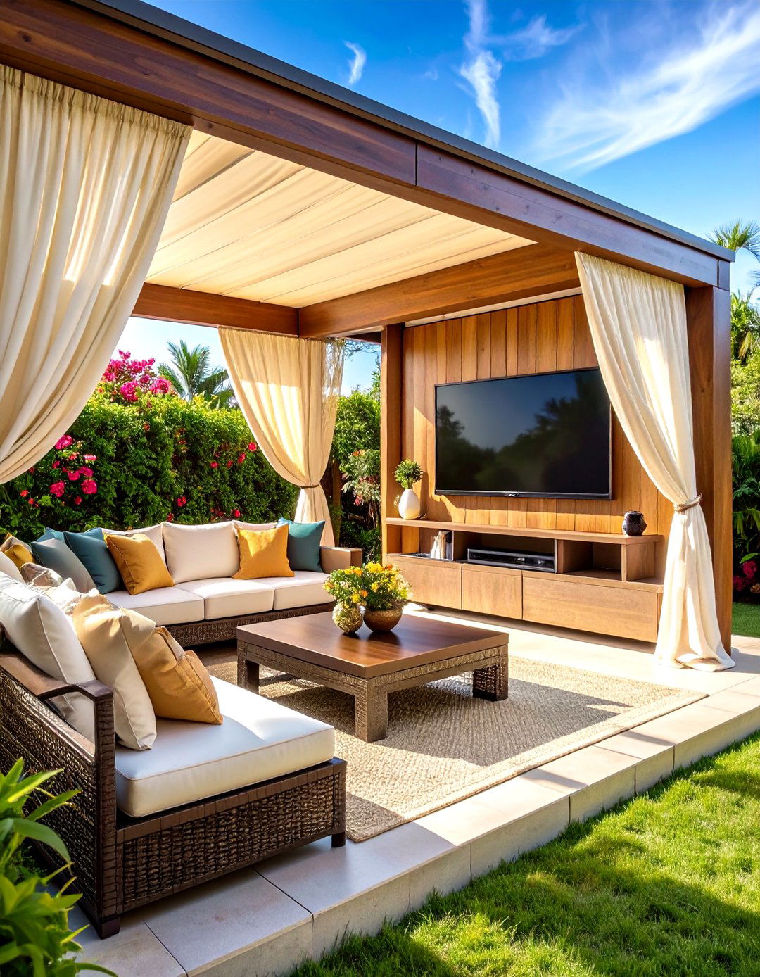 Outdoor TV Cabana Luxury Retreat - 20 Outdoor Tv Ideas