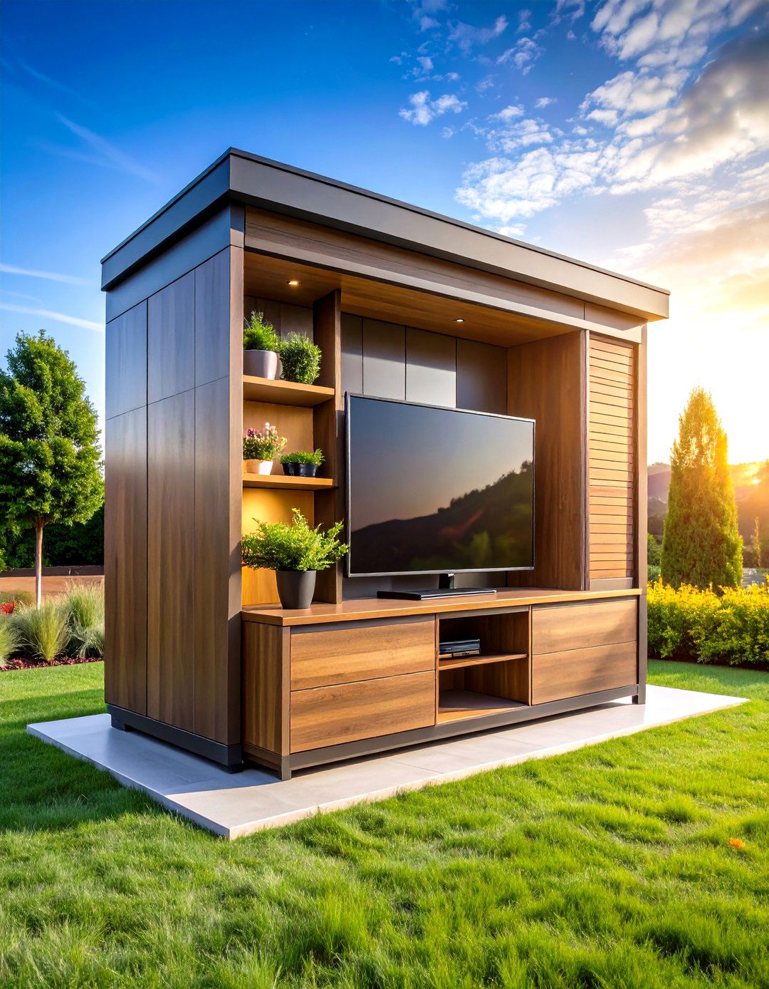 Outdoor TV Lift Cabinet Concealment System - 20 Outdoor Tv Ideas
