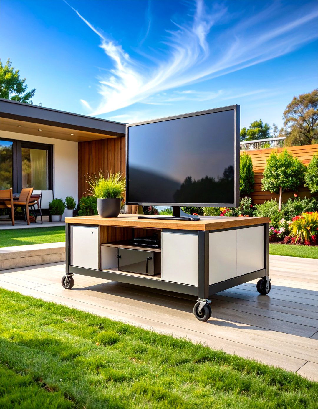 Outdoor TV Mobile Entertainment Cart - 20 Outdoor Tv Ideas