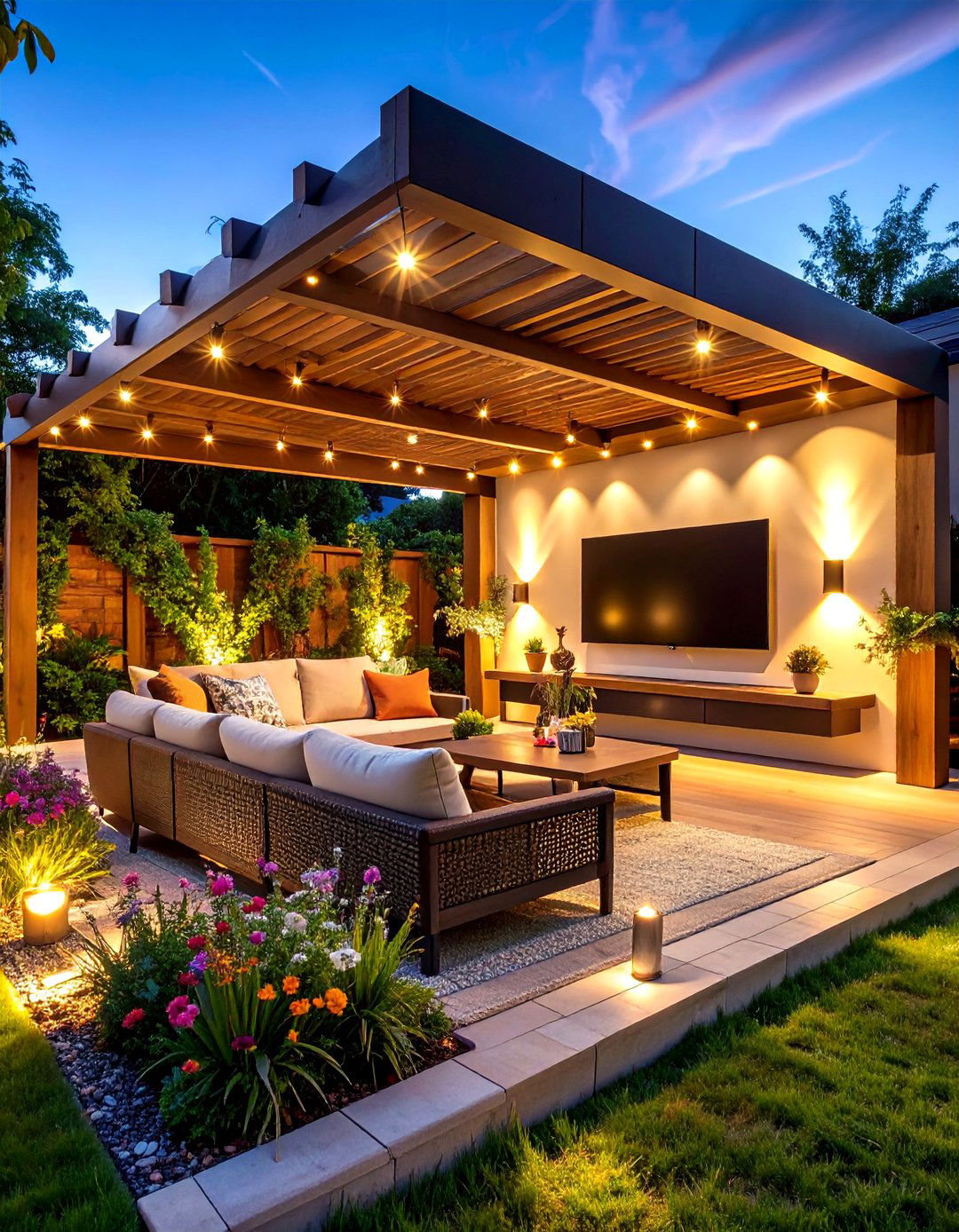 Outdoor TV Pergola Paradise Integration - 20 Outdoor Tv Ideas