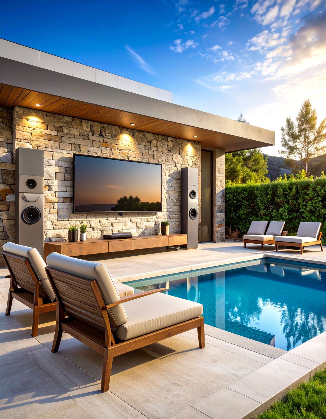 Outdoor TV Poolside Entertainment Oasis - 20 Outdoor Tv Ideas