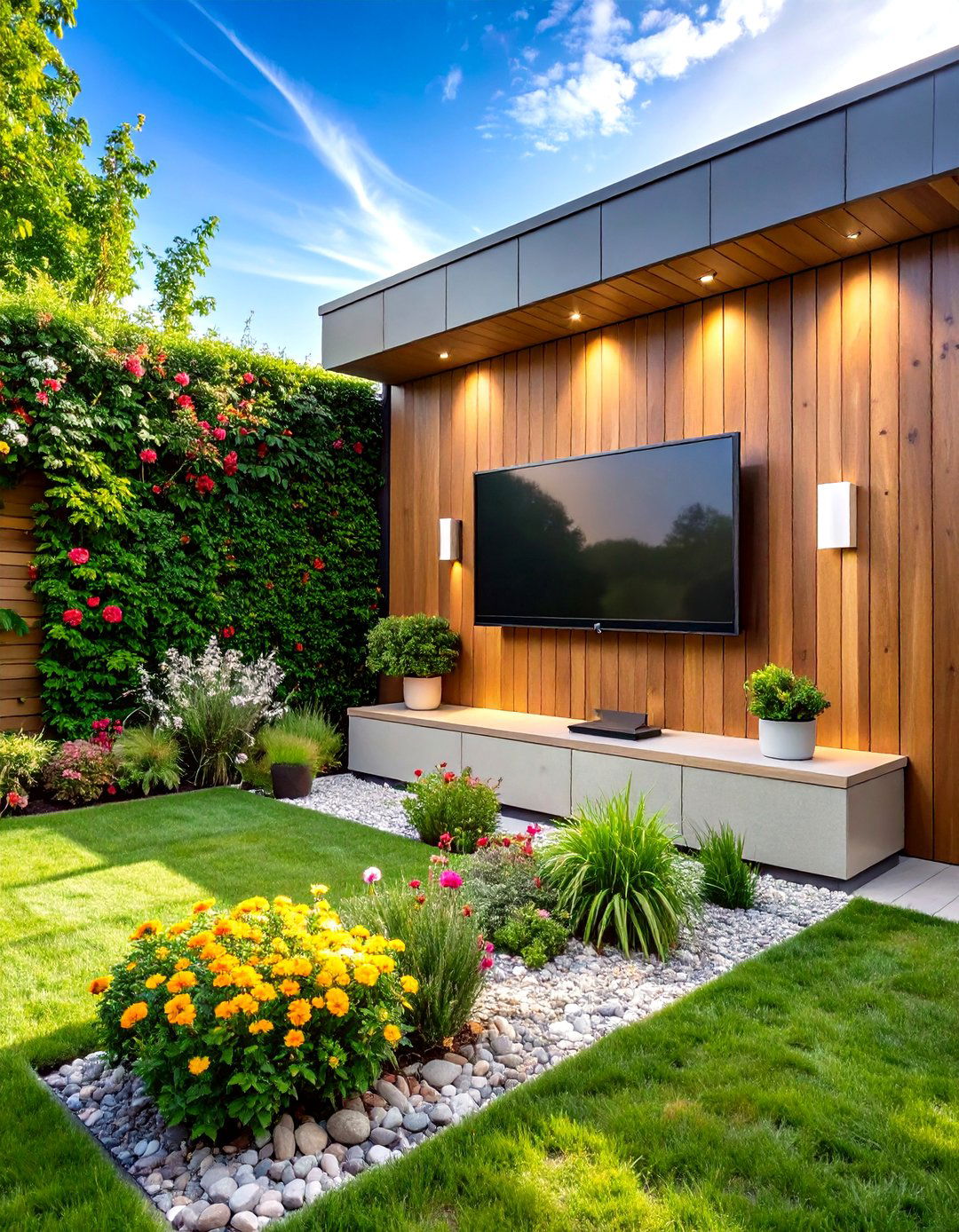 Outdoor TV Privacy Wall Integration - 20 Outdoor Tv Ideas