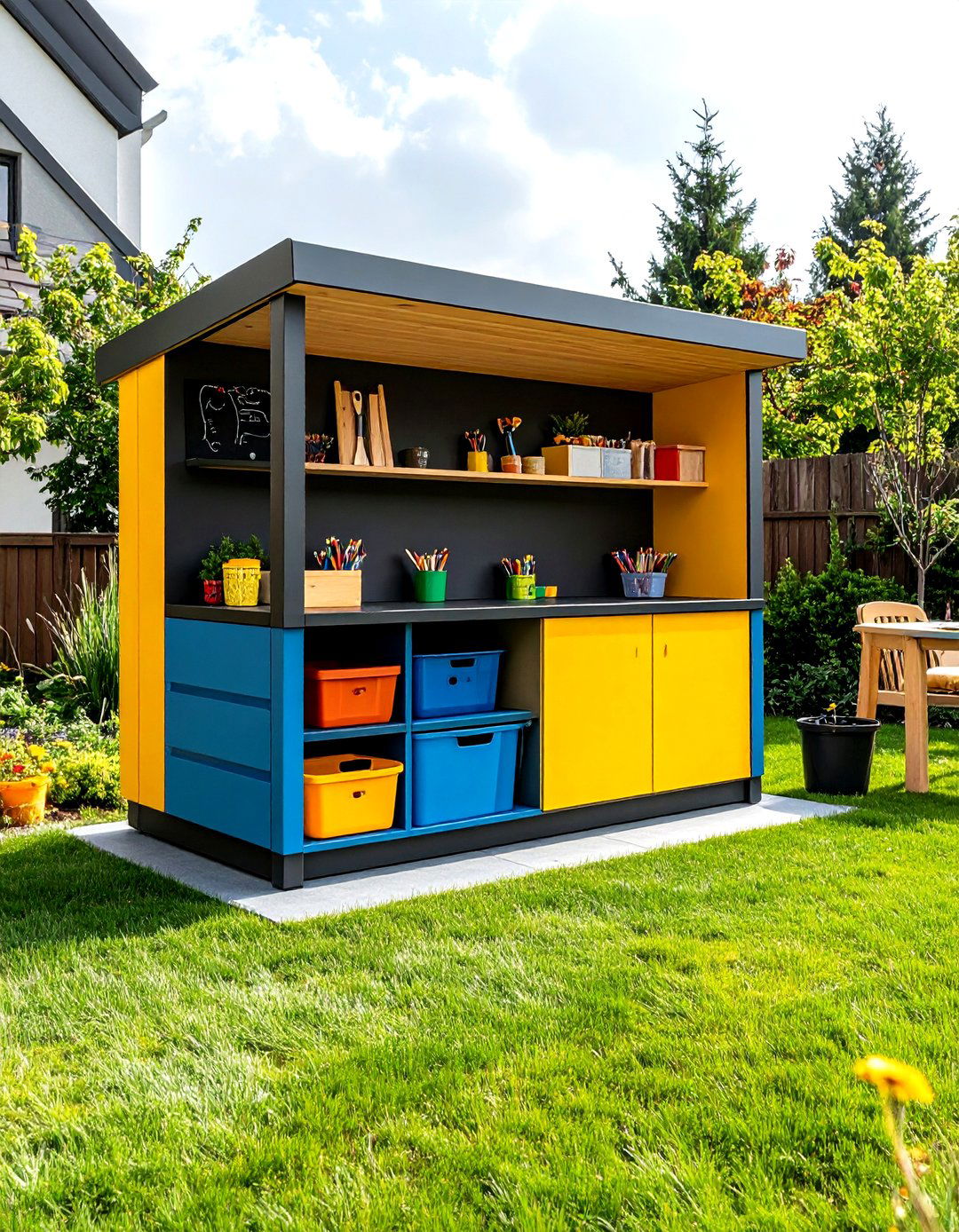Outdoor Toy Storage Activity Station - 20 Outdoor Toy Storage Ideas