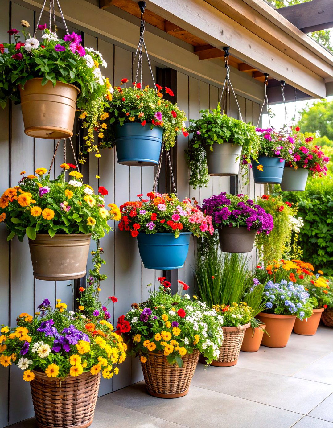 Outdoor Wall Decor Hanging Basket Gardens - 20 Outdoor Wall Decor Ideas