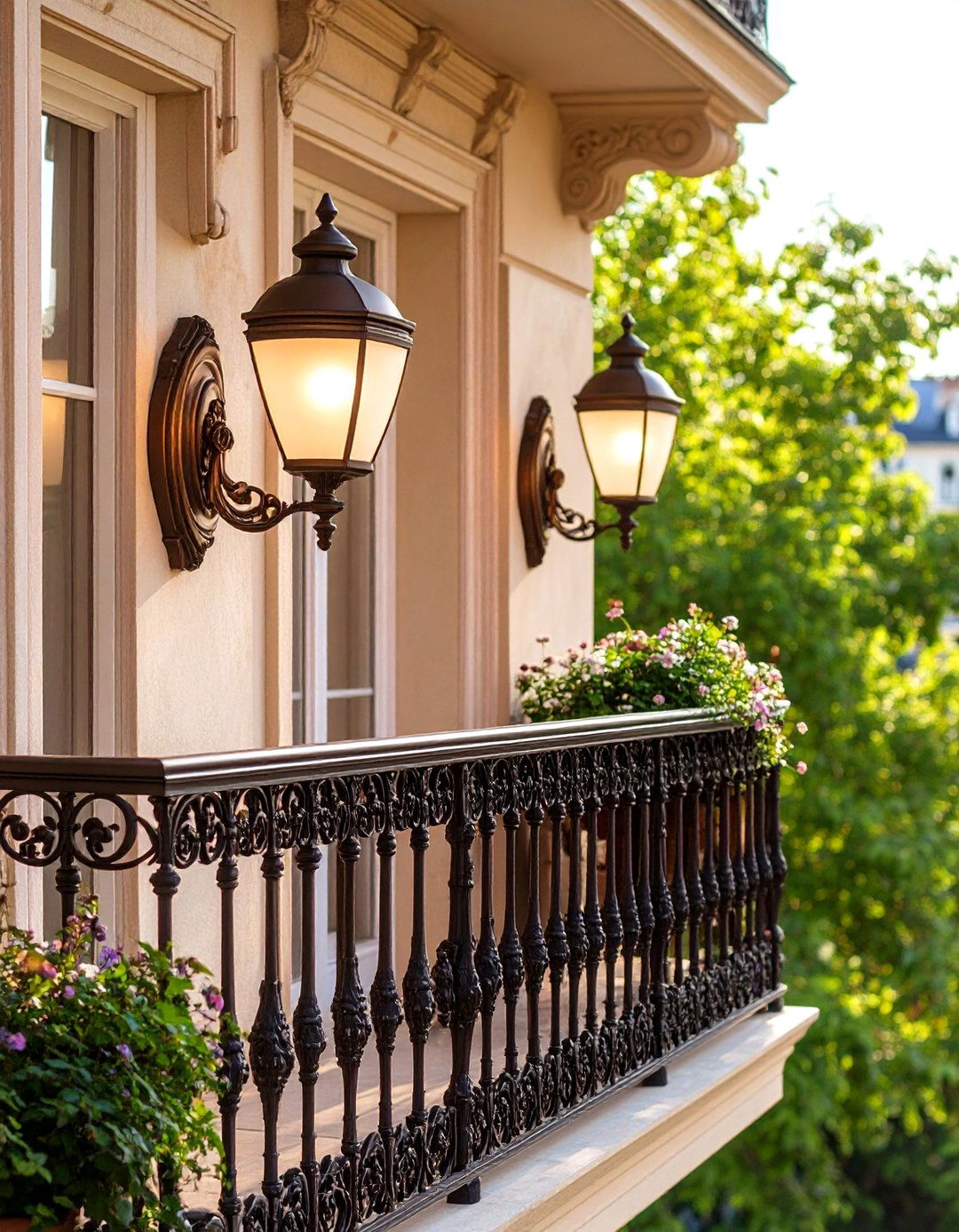 Outdoor Wall Sconces for Balcony Ambience - 20 French Balcony Ideas