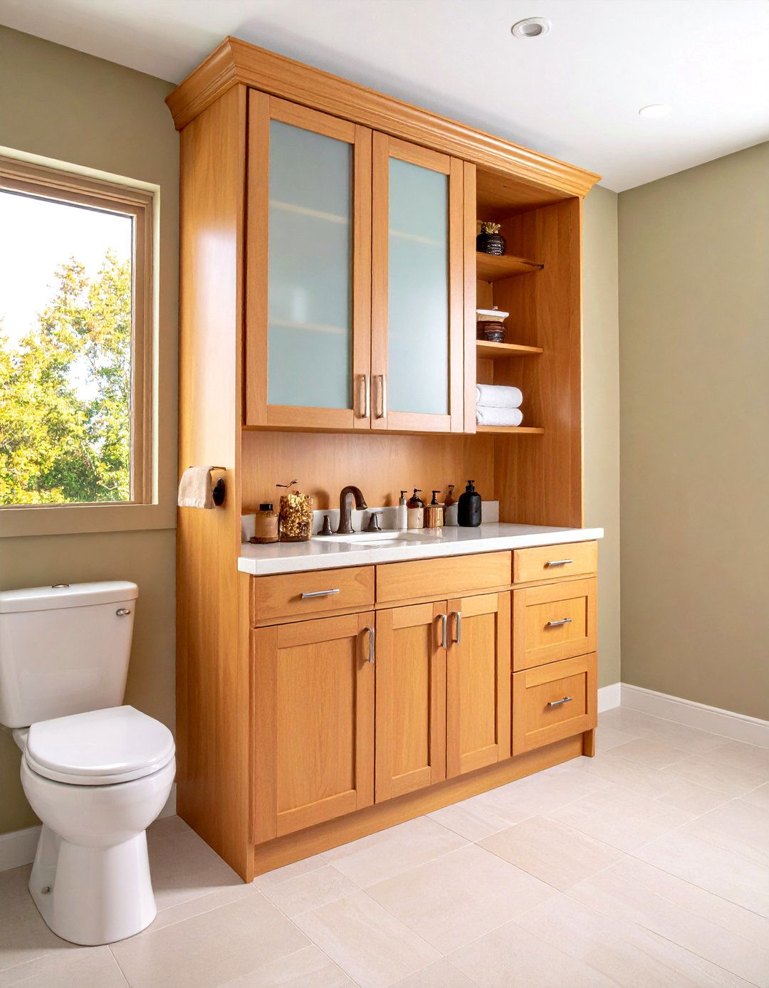 Over Toilet Linen Cabinets for Spa Level Bathroom Calm - 20 Floor to Ceiling Cabinets Ideas