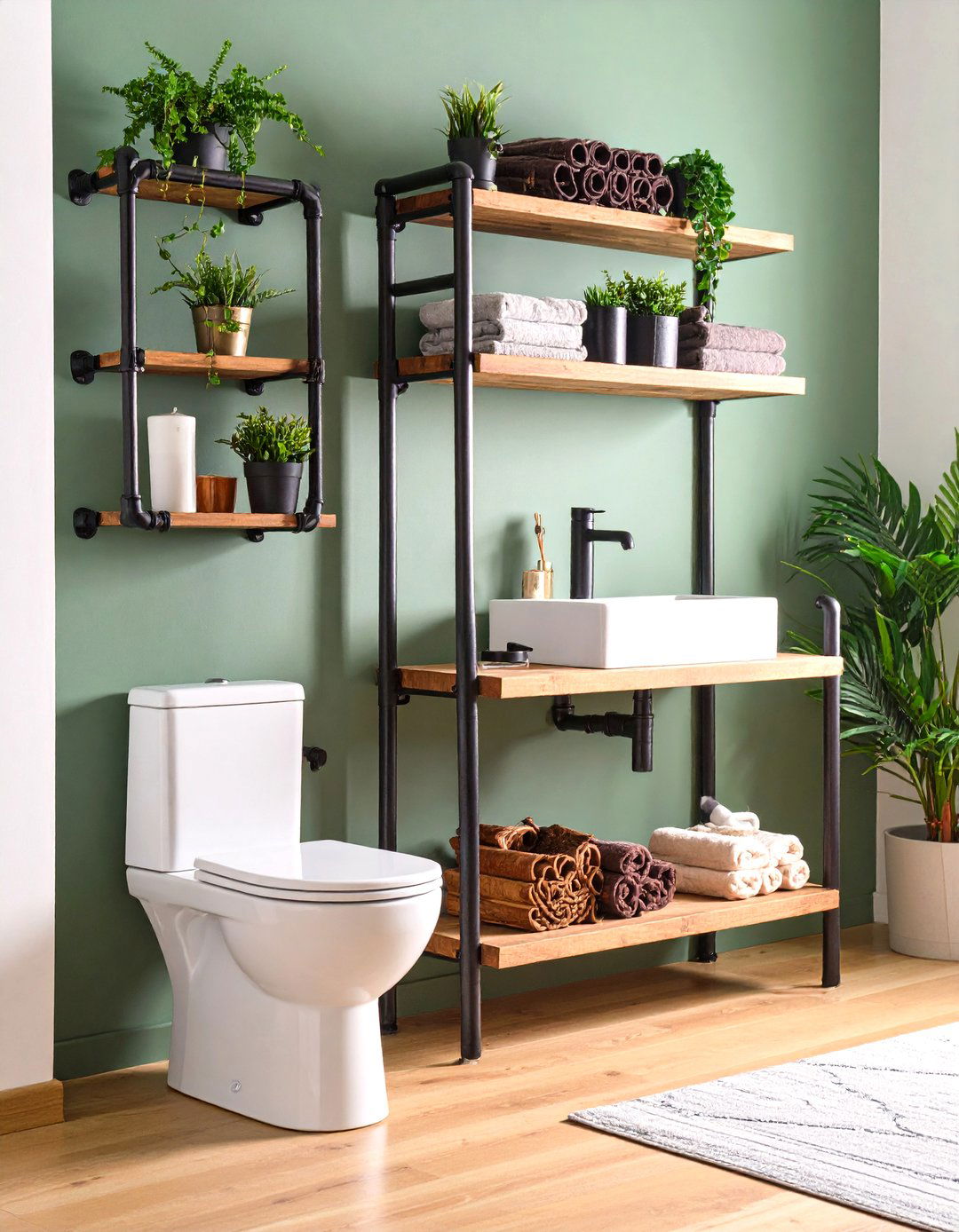 Over Toilet Storage Industrial Pipe Design - 20 Over Toilet Storage Ideas