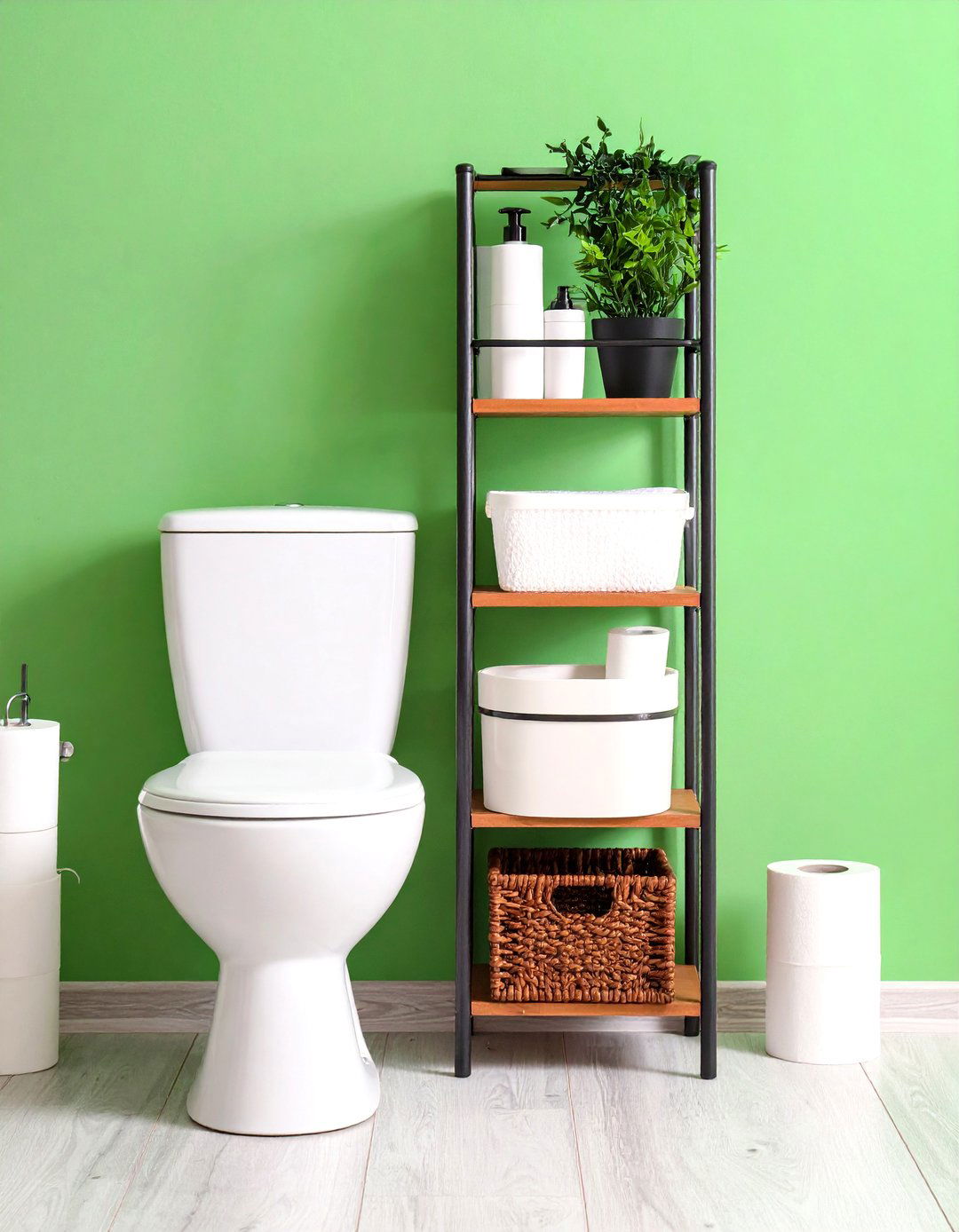 Over Toilet Storage Tension Pole System - 20 Over Toilet Storage Ideas