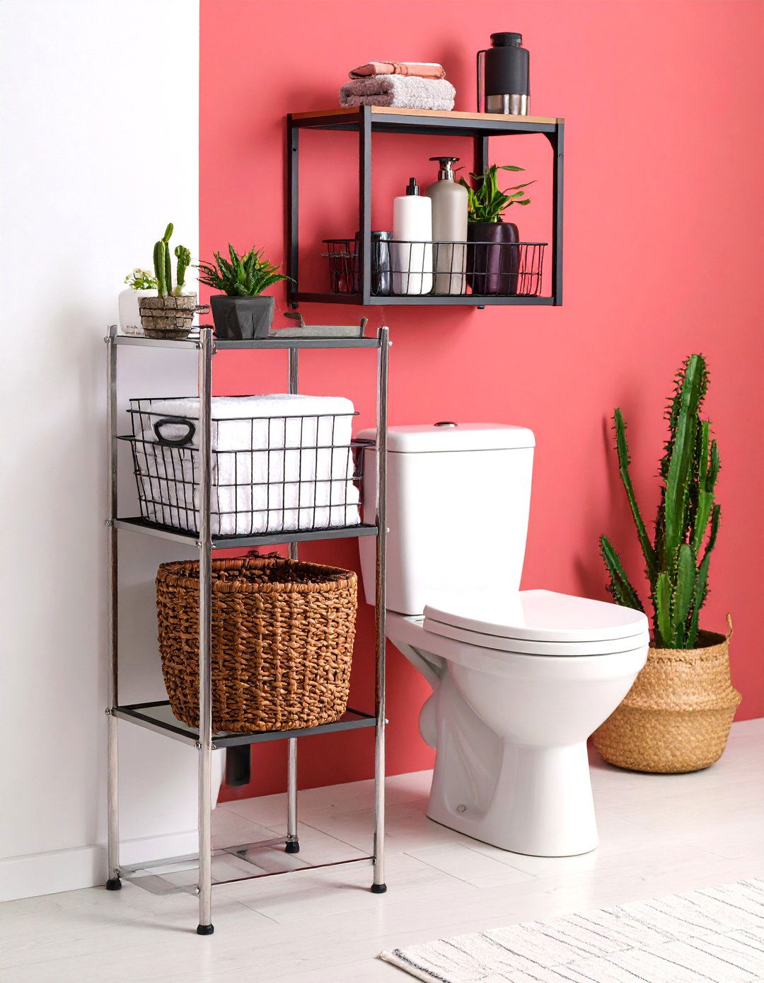 Over Toilet Storage Wire Basket System - 20 Over Toilet Storage Ideas