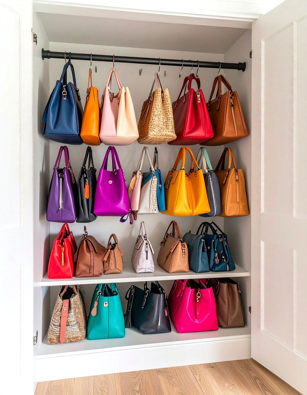 Over the Door Purse Storage Solution - 20 Purse Storage Ideas
