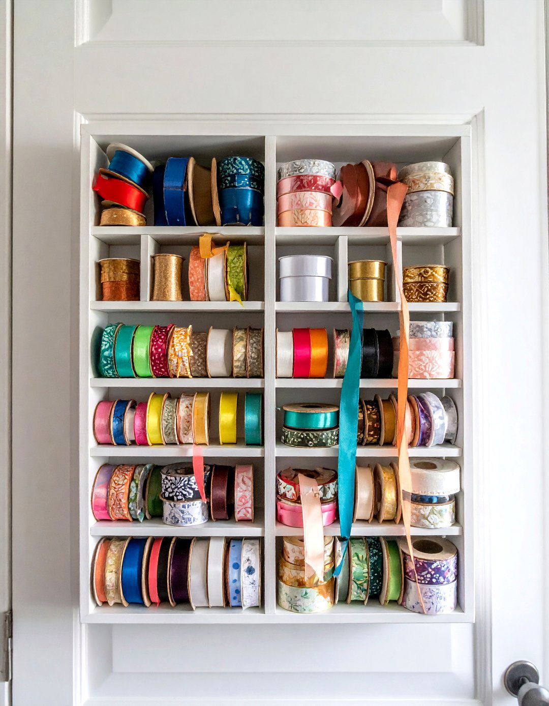 Over the Door Ribbon and Washi Tape Rack - 20 Craft Room Organization Ideas