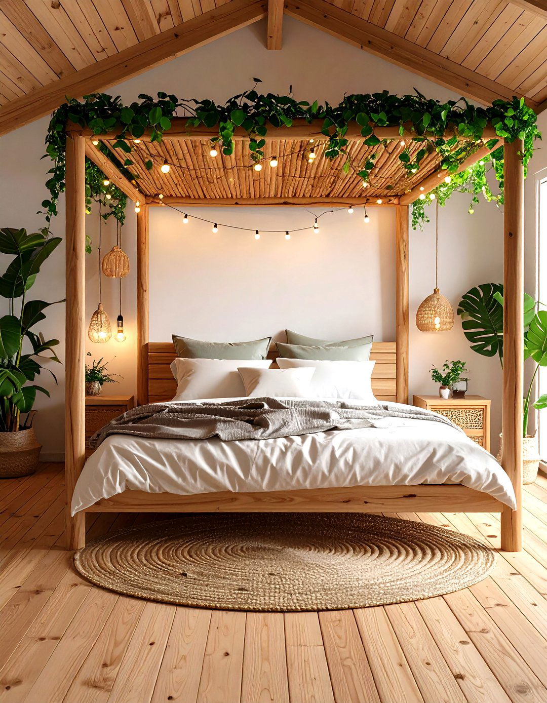 Overhead Branch Inspired Canopy - 20 Forest Themed Bedroom Ideas