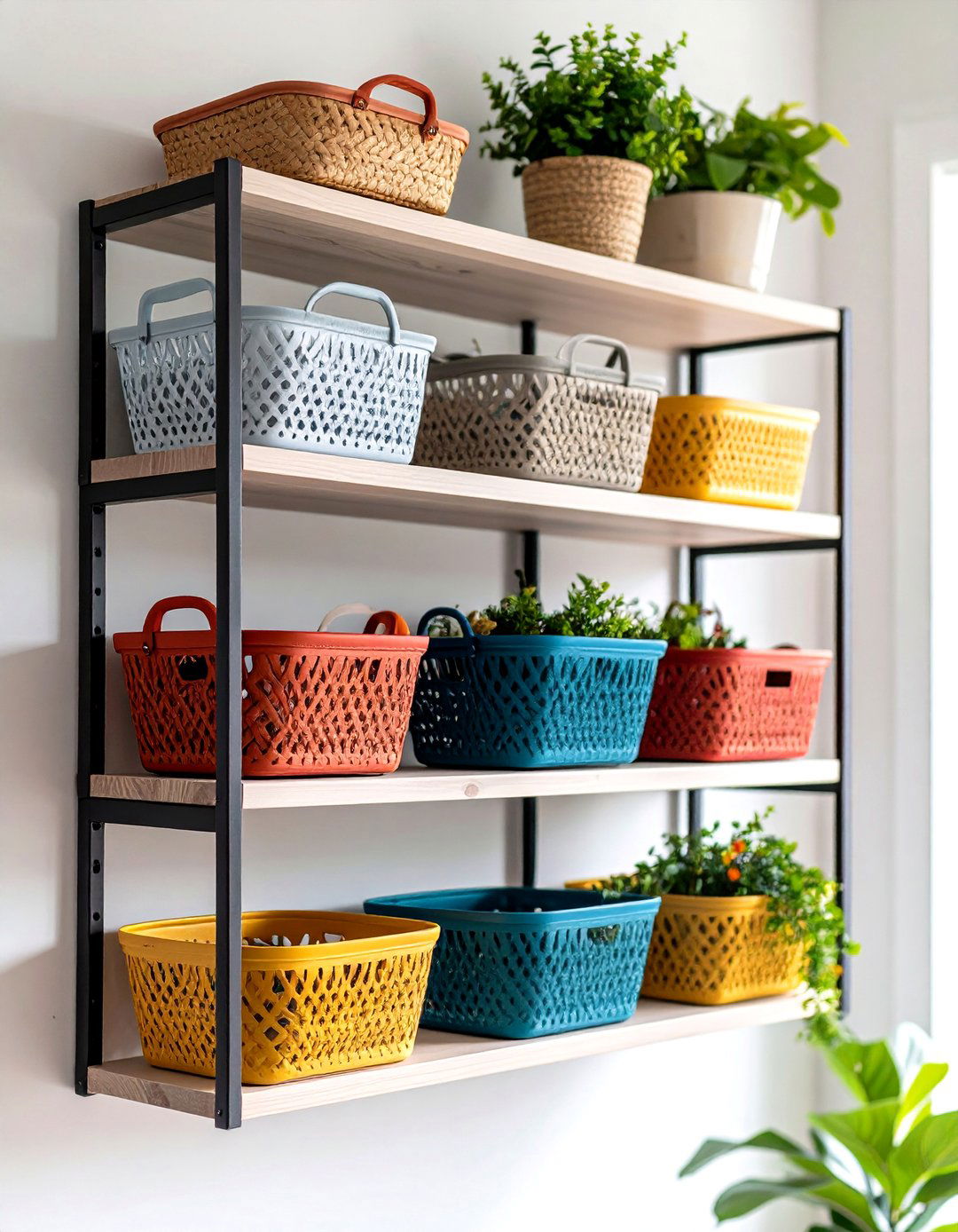 Overhead Storage Baskets - 20 Small Mudroom Ideas