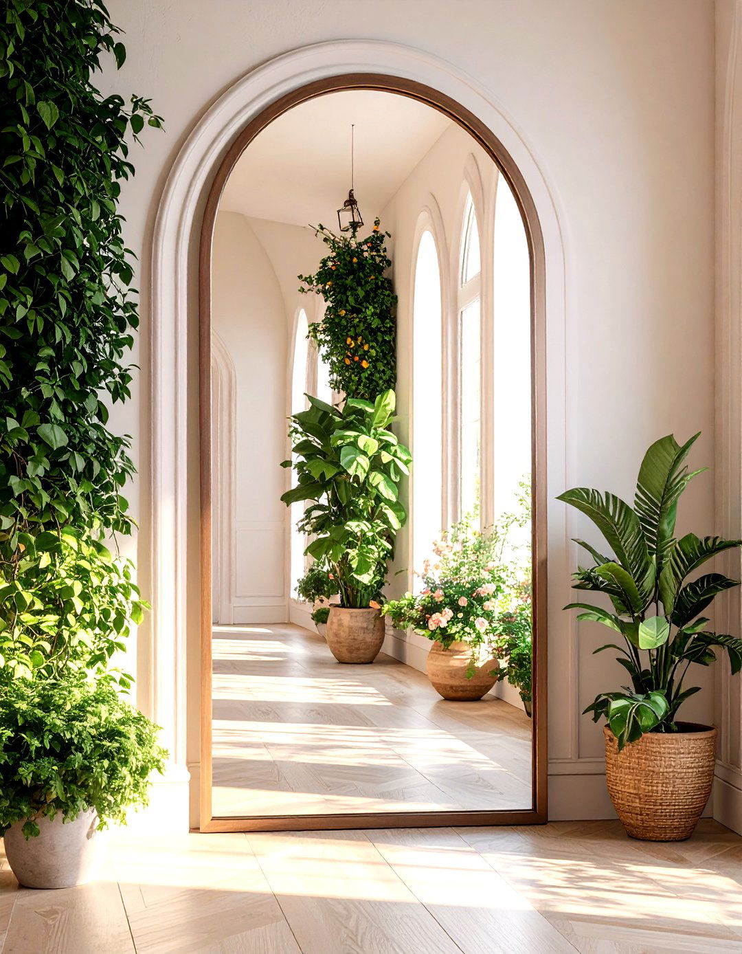Oversize Mirror for Light and Depth - 20 Hallway Decor Ideas