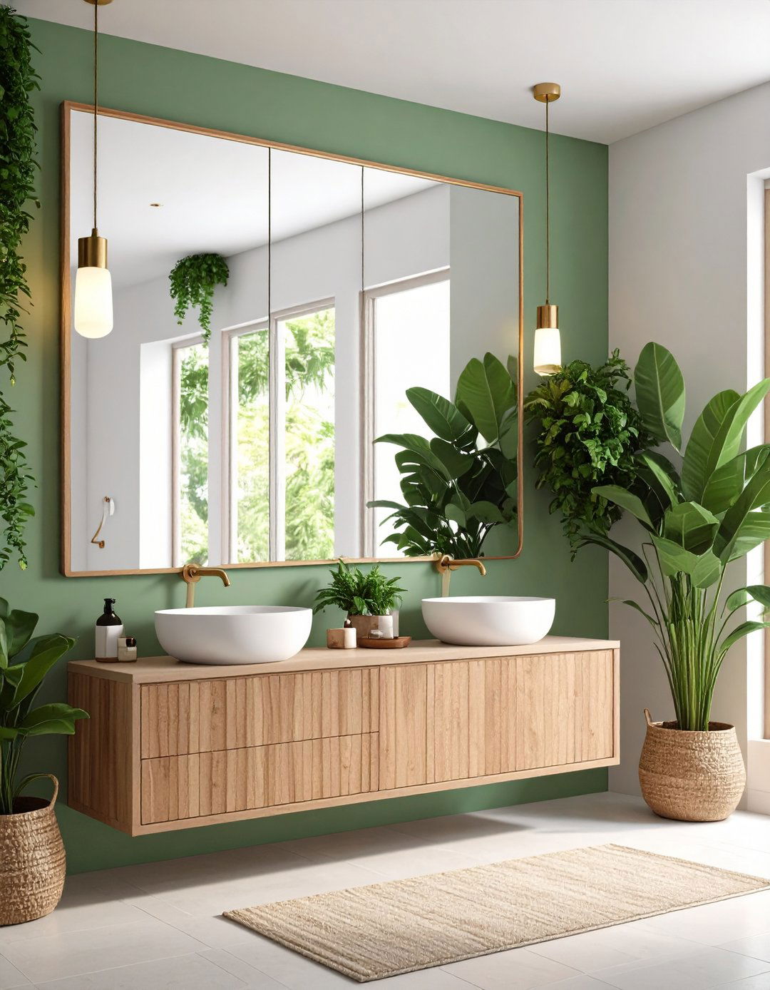 Oversize Mirrors Maximise Light in a Family Bathroom - 20 Family Bathroom Ideas